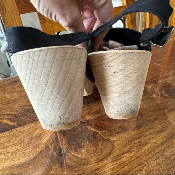 Black Suede Women's Mules with Wooden Heel - Picture 5 of 10